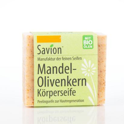 Savion Mandel- Olivenkern Peeling Hand- und Körperseife 80g Block